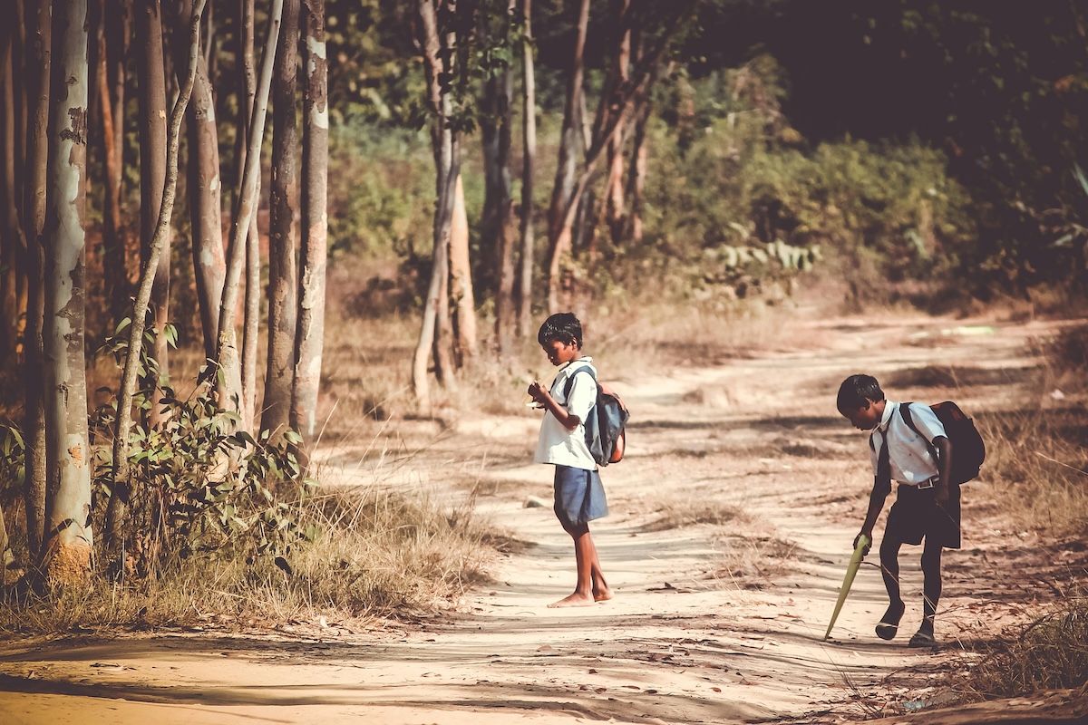 Students in a rural classroom